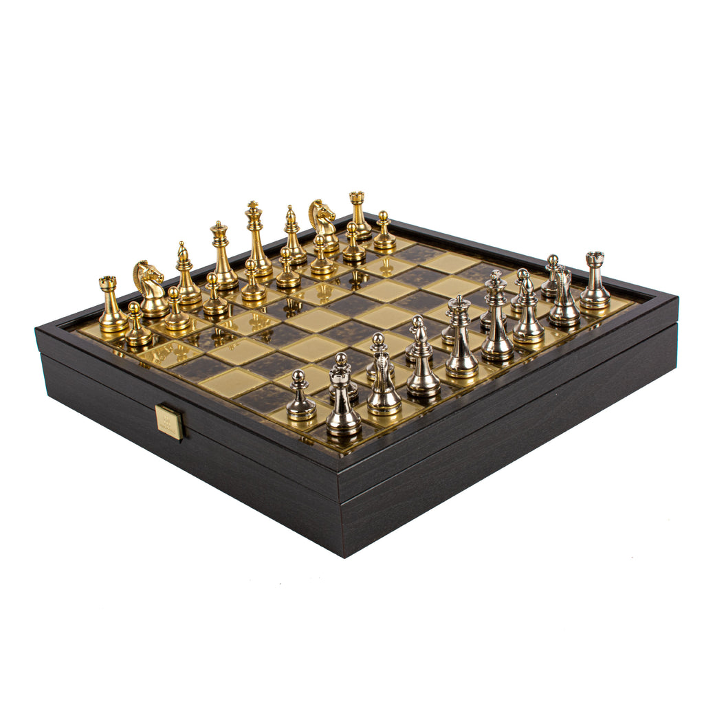 Classic Metal Staunton Metal Chess Set With 36cm Chessboard Manopoulos Manopoulos