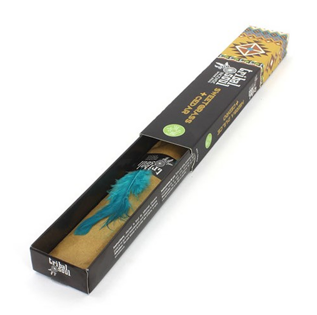 tobacco sage sweetgrass cedar + 15g 8" Incense Pack, by Tribal Soul Do not leave incense Sacred Plants - Heather Natural