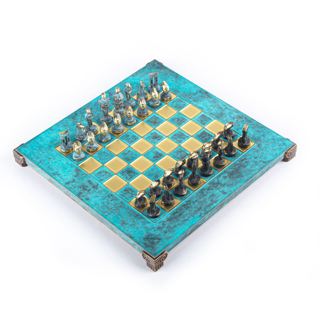 CYCLADIC ART Solid Brass Chess Set 28x28cm with chessmen Manopoulos ...