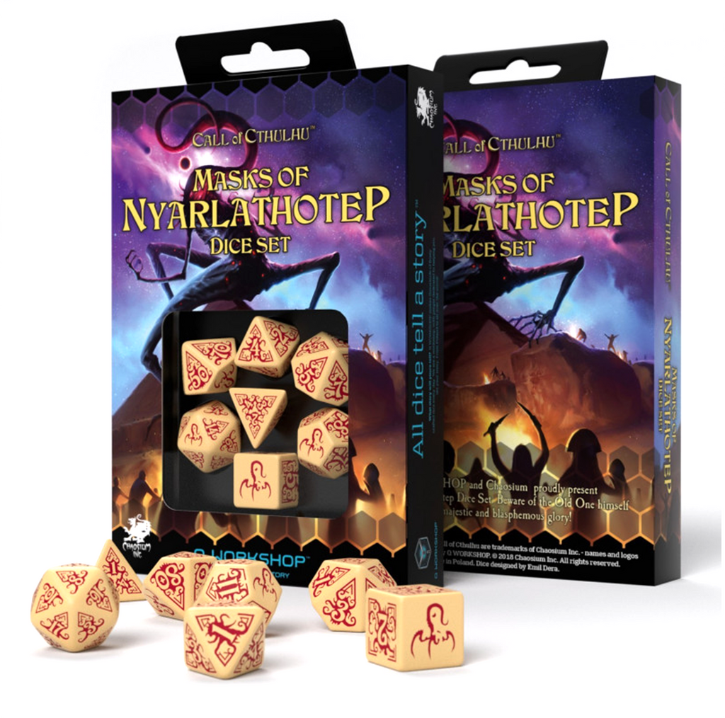 Call Of Cthulhu Masks Of Nyarlathotep Dice Set beige and burgundy Q-Workshop