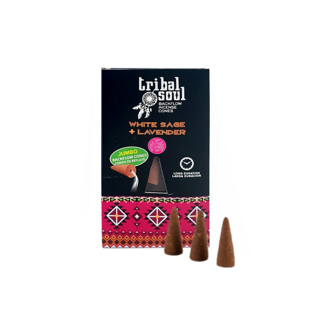 White Sage + Lavender - Tribal Soul Backflow Incense Cones Hari Darshan Hari Darshan