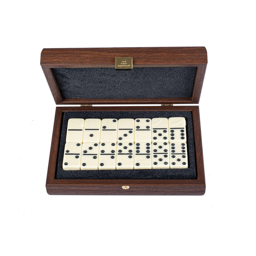Luxury Domino Set in Dark Walnut Replica Wooden (M size) Case Manopoulos Manopoulos