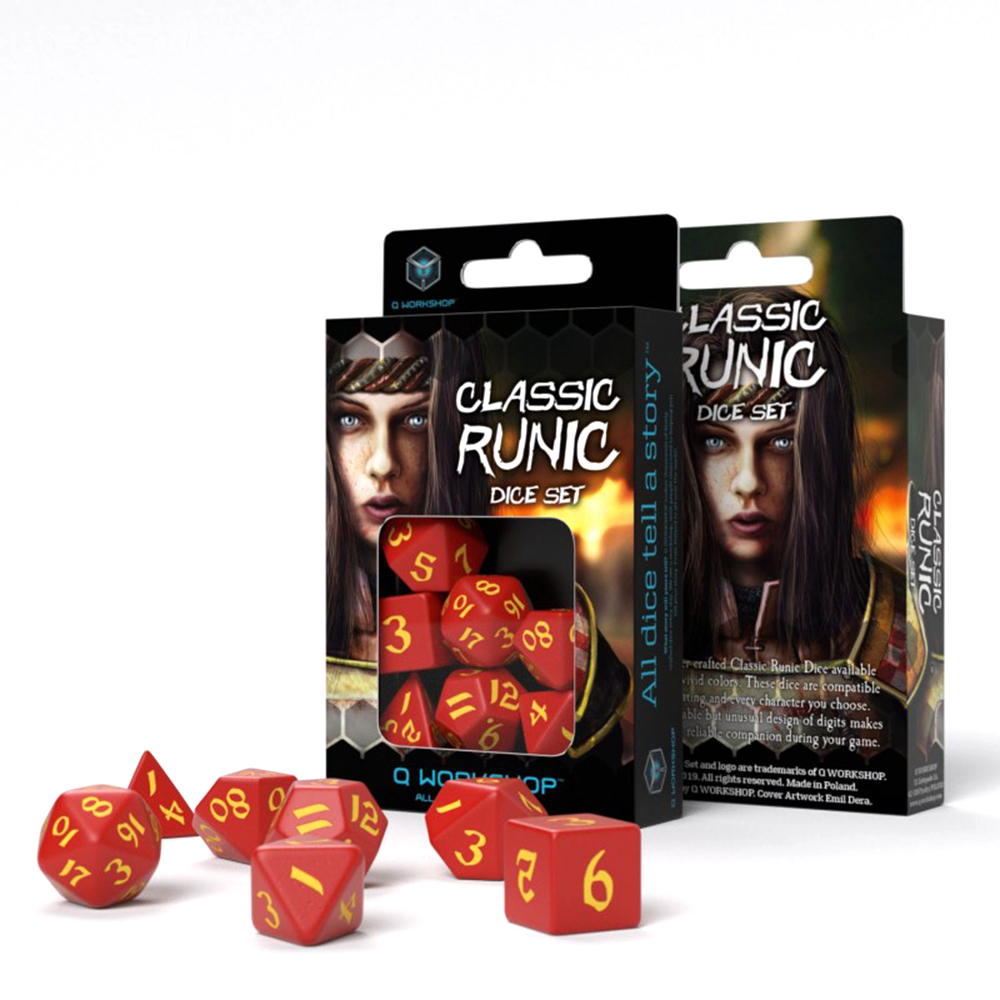 Classic Runic Dice Set red and yellow Q-Workshop