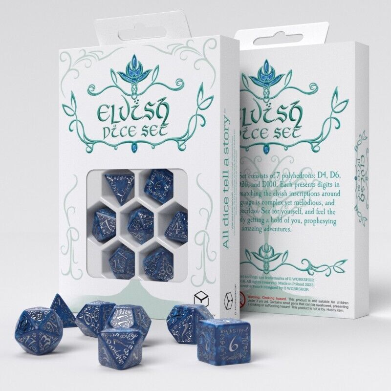 Elvish Dice Set Cobalt & Silver Q-workshop Q-Workshop