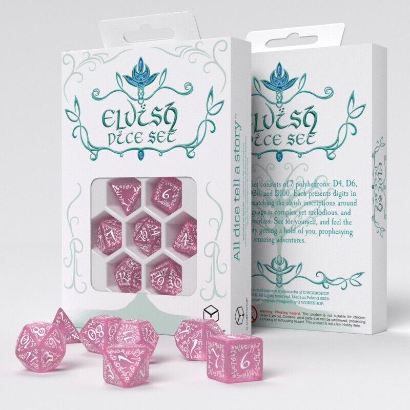 Elvish Shimmering pink & White Dice Set Q-workshop Q-Workshop