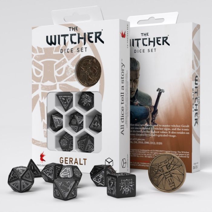 Minor Defect The Witcher Dice Set Geralt Silver Sword black and silver Q-Workshop
