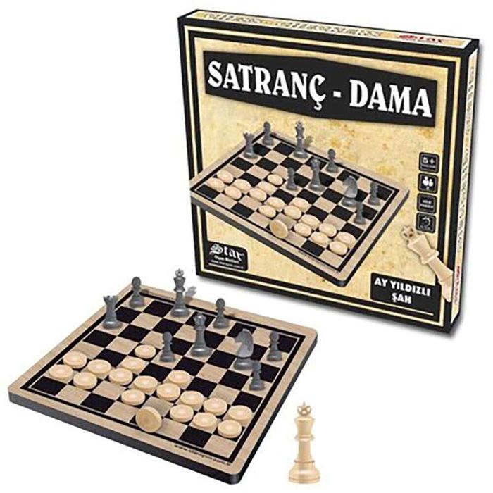 Wooden Board & Plastic Chess Set Chess - Checkers Star Star