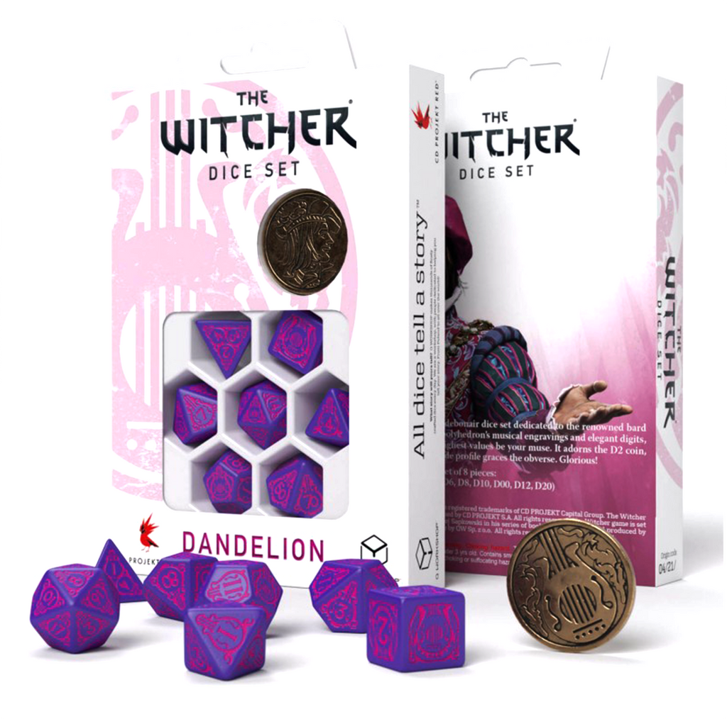 The Witcher Dandelion Dice Set purple and pink Q-Workshop