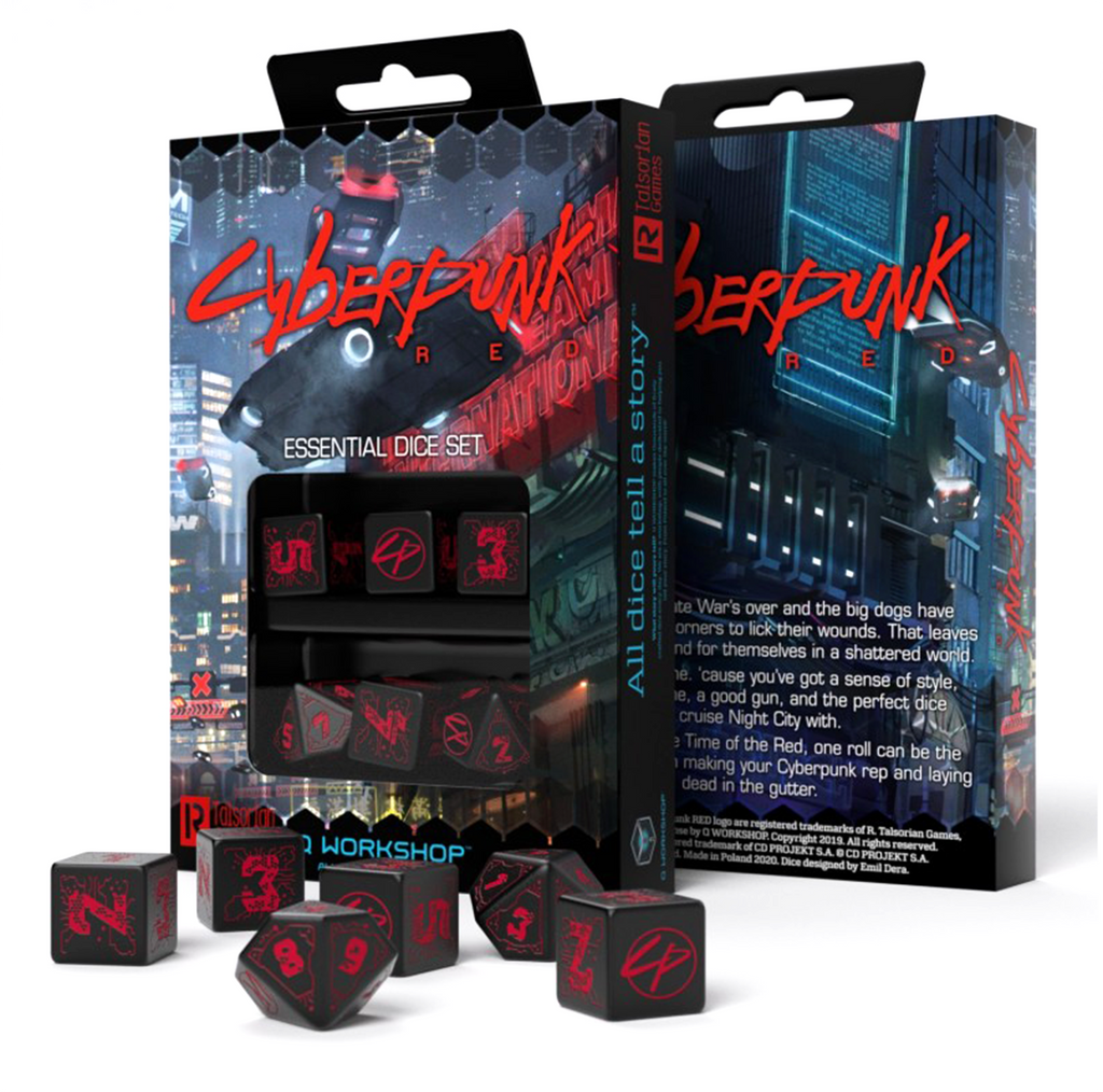 Cyberpunk RED Essential Dice Set black and red Q-Workshop