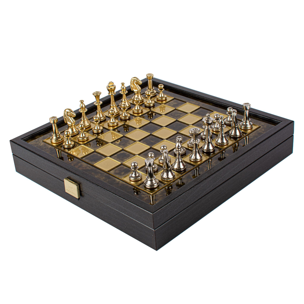 Classic Metal Staunton Chess Set With 27cm chessboard on wooden box Manopoulos Manopoulos