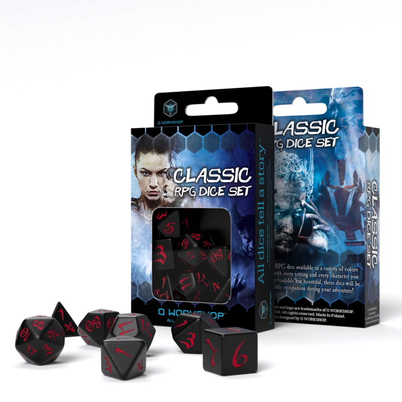 Classic RPG Dice Set black and red Q-Workshop