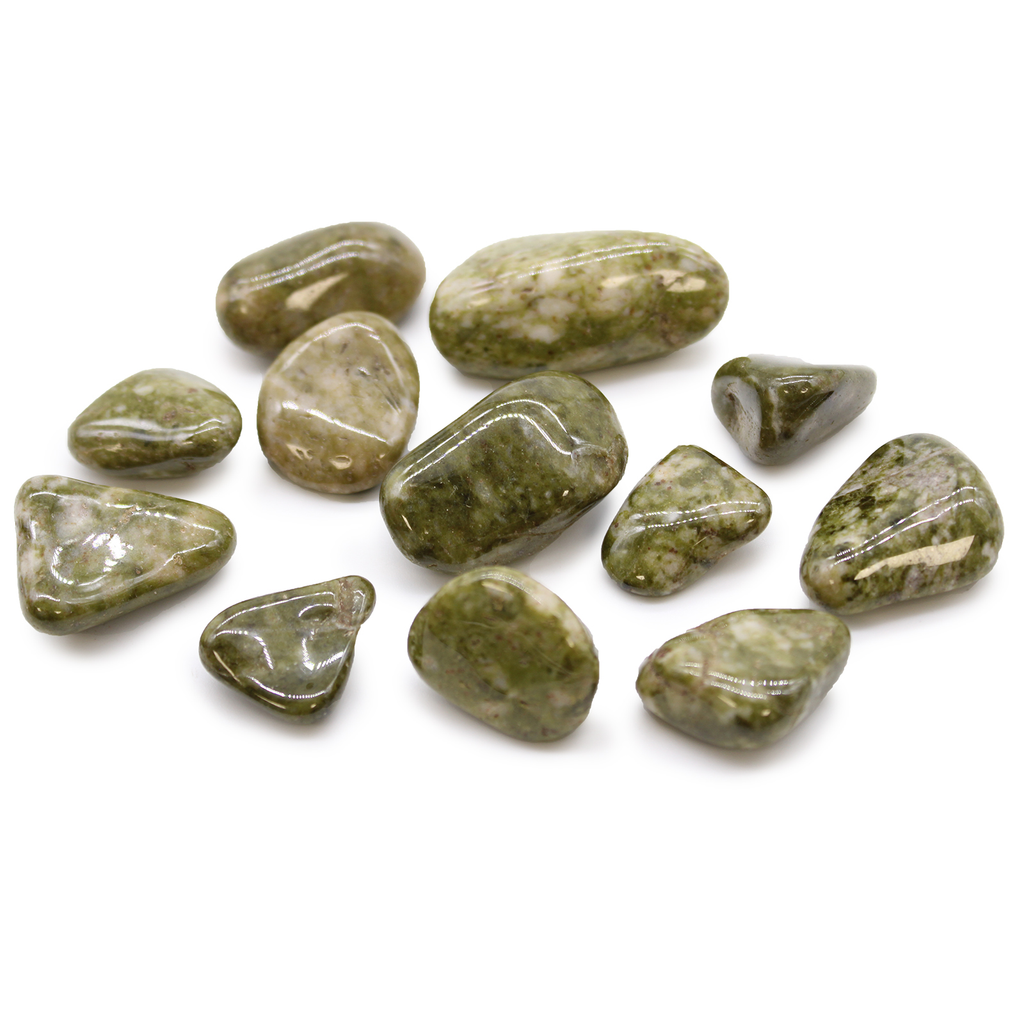 Medium African Tumble Stones (12x) - Epidote Snowflake Ancient Wisdom Ancient Wisdom