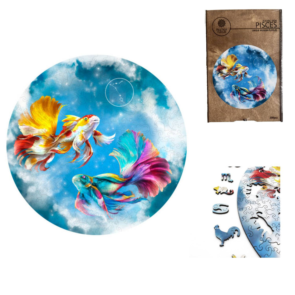 Pisces Zodiac Sign Wooden Puzzle 200 pieces Fantasy Puzzles Fantasy Puzzles