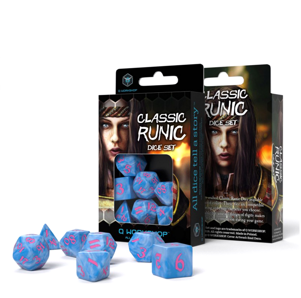 Classic Runic Dice Set blue and pink Q-Workshop
