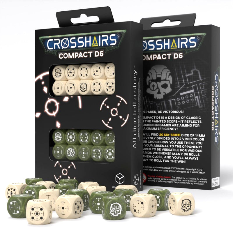 Crosshairs Compact D6 Beige & Olive Dice Set Q-Workshop
