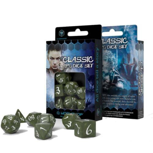 Classic RPG Dice Set Olive and white Q-Workshop