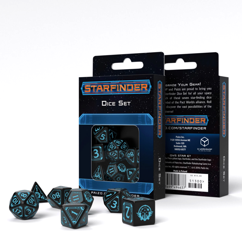 Starfinder Dice Set black and blue Q-Workshop