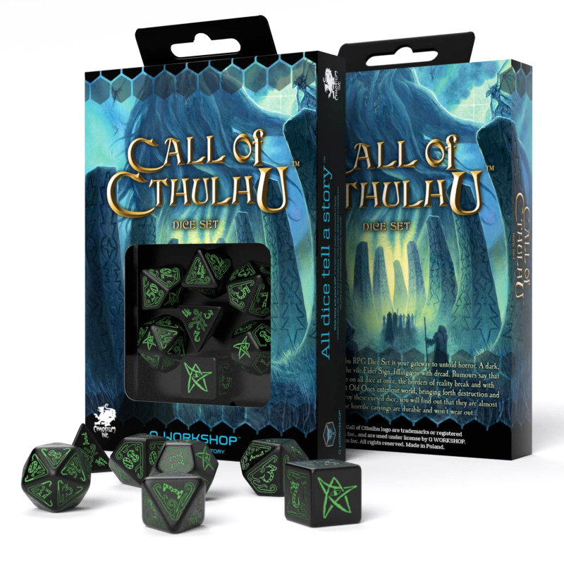 Call Of Cthulhu Dice Set black and green Q-Workshop