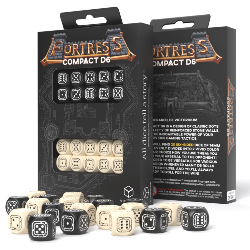 Fortress Compact D6 Black & Beige Dice Set Q-workshop Q-Workshop