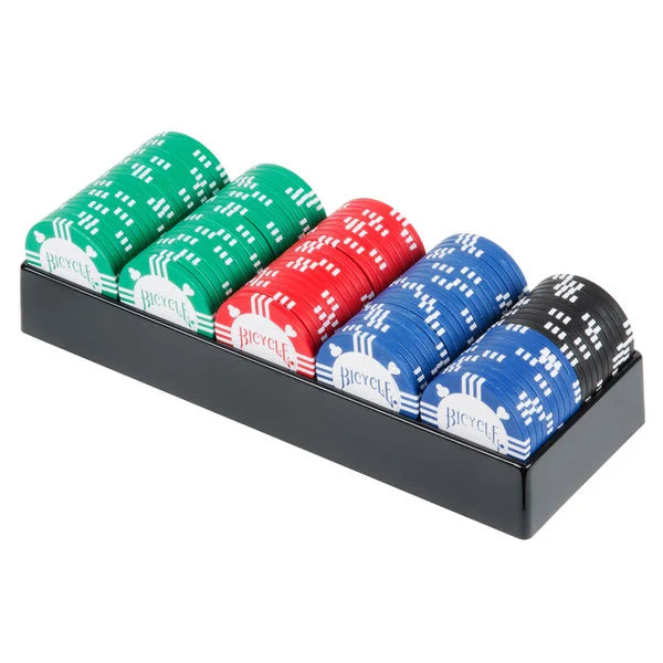 100 Poker Chip Set with Tray Bicycle Bicycle