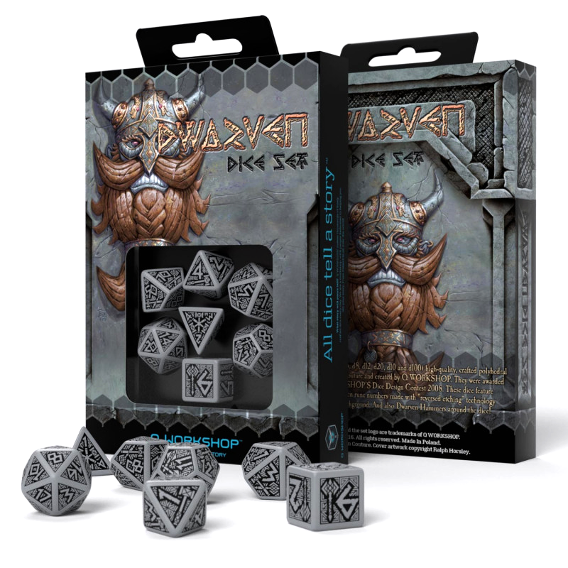 Dwarven Dice Set gray and black Q-Workshop