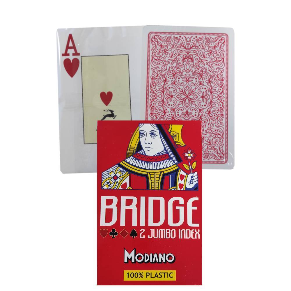 Modiano Bridge 2 Jumbo Index playing cards (red) Modiano