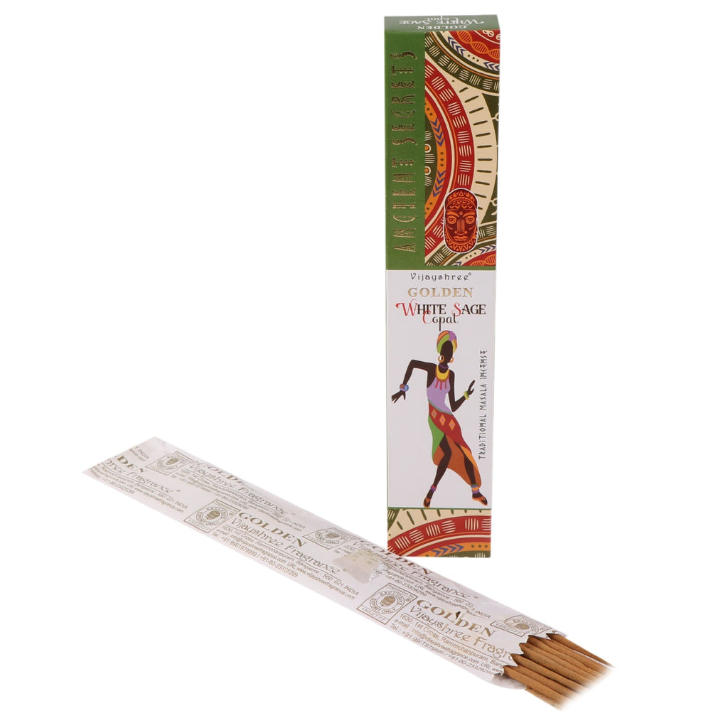 Golden Ancient Series Copal and White Sage Incense Vijayshree Vijayshree