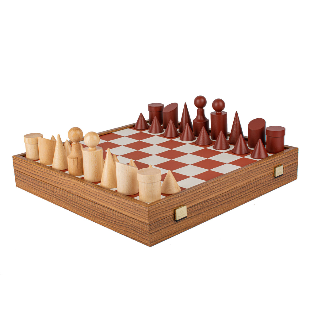 BAUHAUS style Chess set 40x40cm (Terracotta & White) with Chessmen Manopoulos Manopoulos
