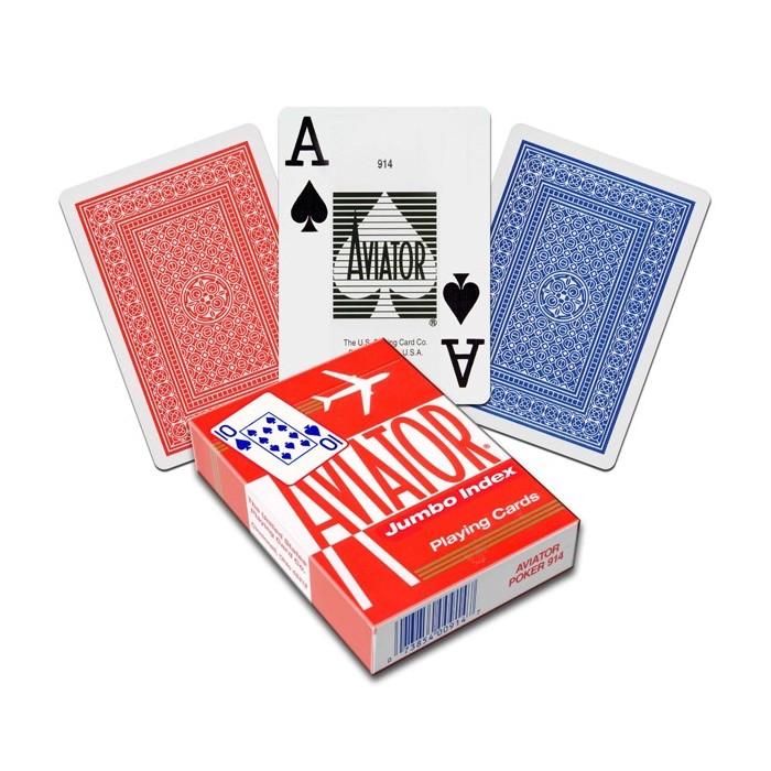 Aviator Jumbo poker cards (Red) Bicycle