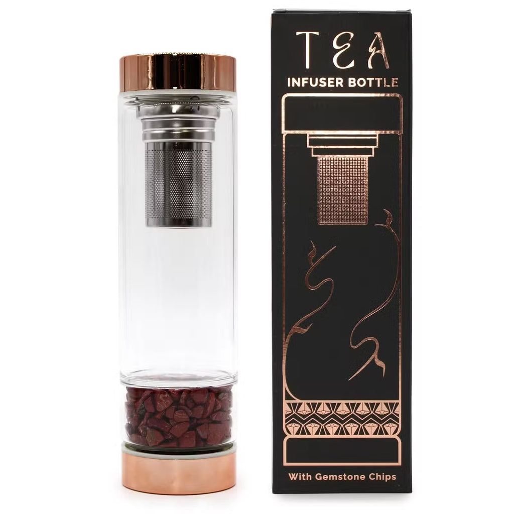 Crystal Tea Infuser Bottle with Red Jasper Ancient Wisdom Ancient Wisdom