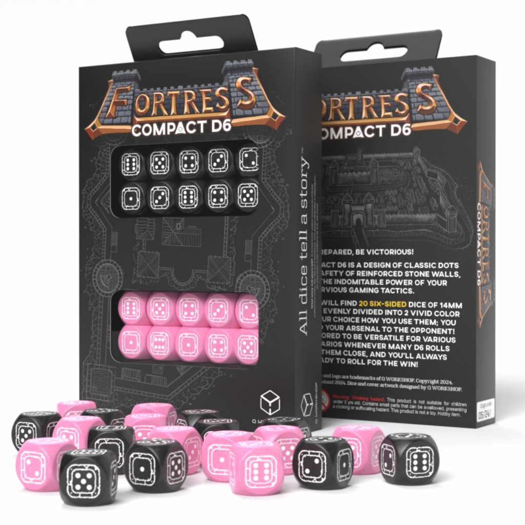Fortress Compact D6 Black & Pink Dice Set Q-workshop Q-Workshop