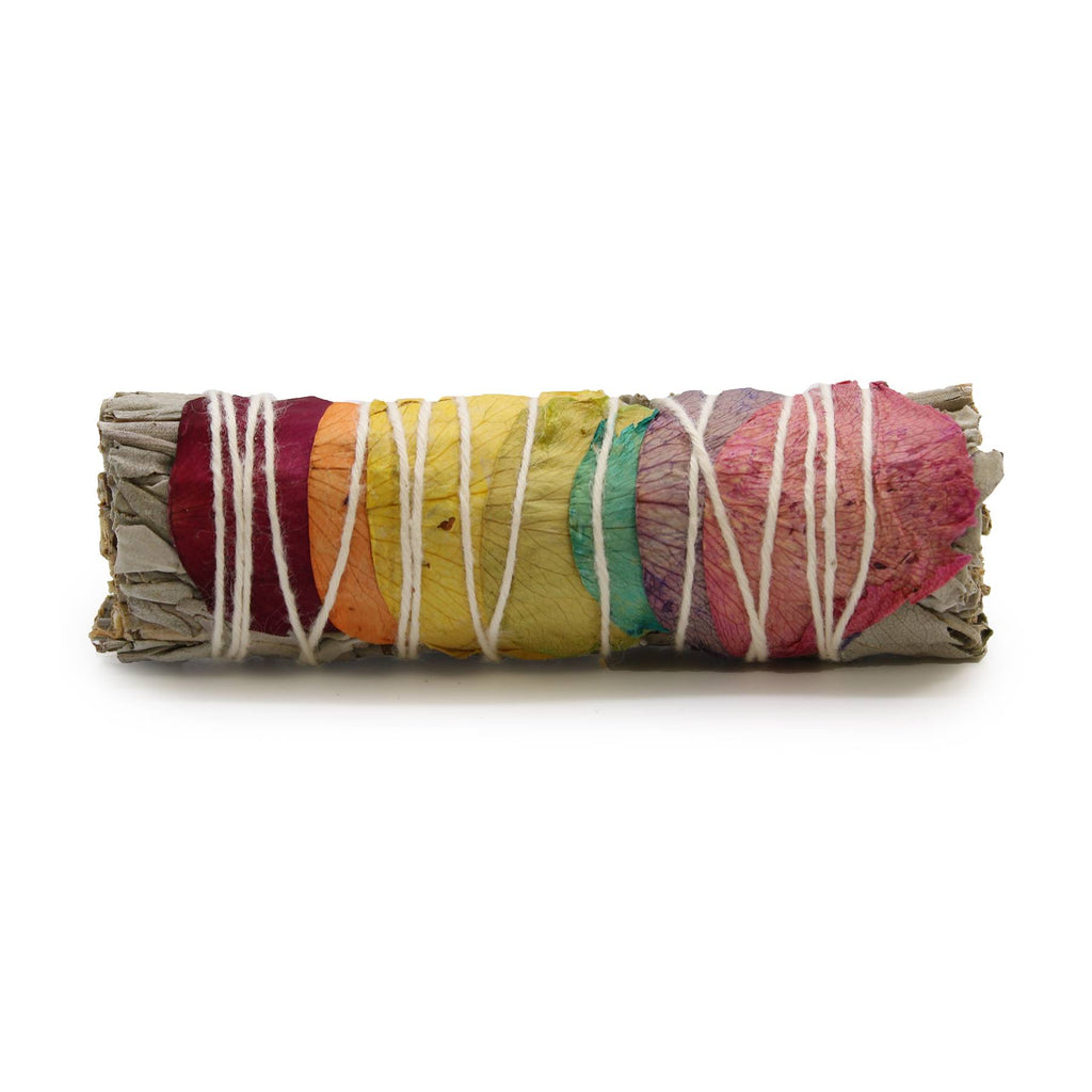 Smudge Stick - 7 Chakras Rose Petals Sage 10 cm (Chakra) Ancient Wisdom Ancient Wisdom