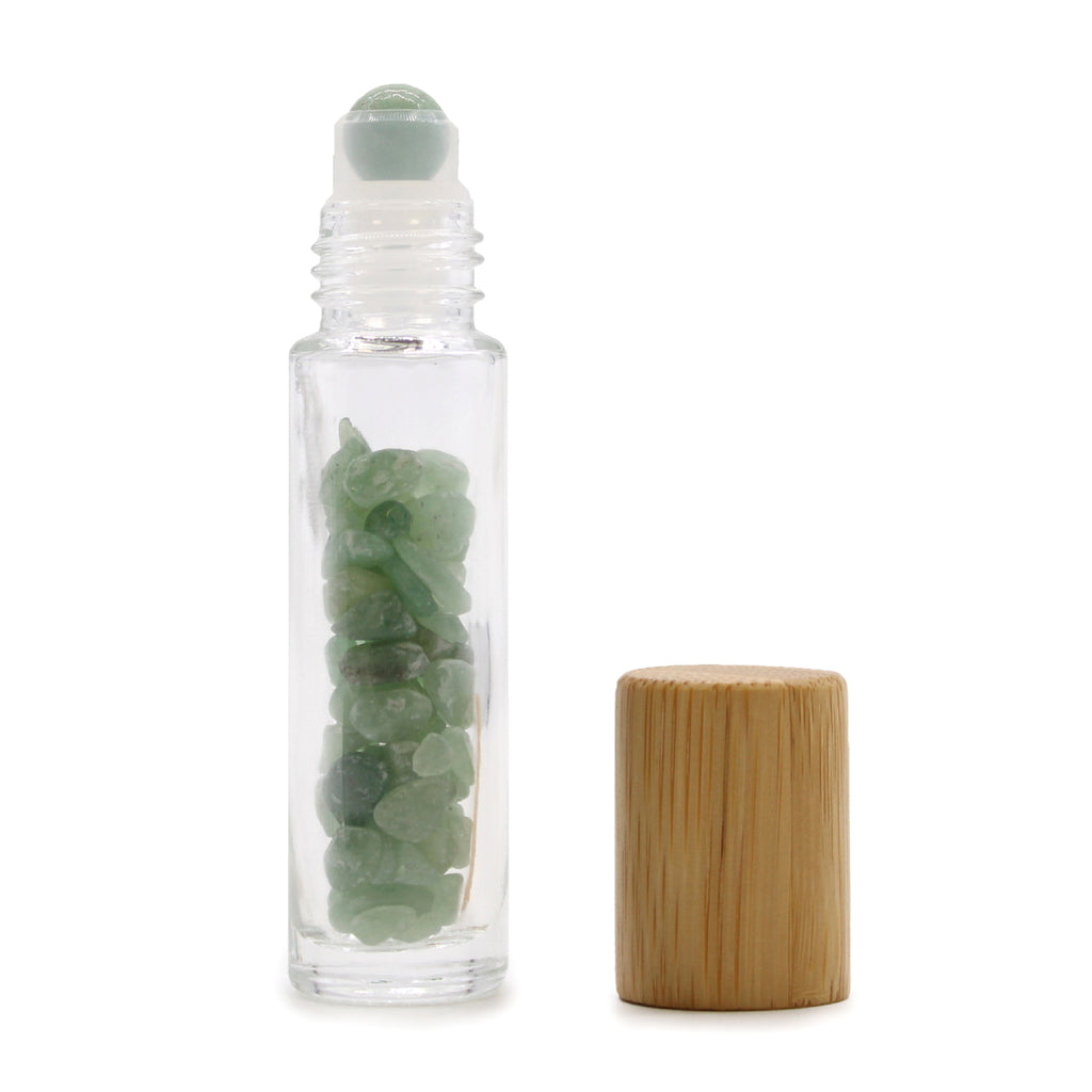 Gemstone Essential Oil Roller Bottle - Aventurine - Wooden Cap Ancient Wisdom Ancient Wisdom