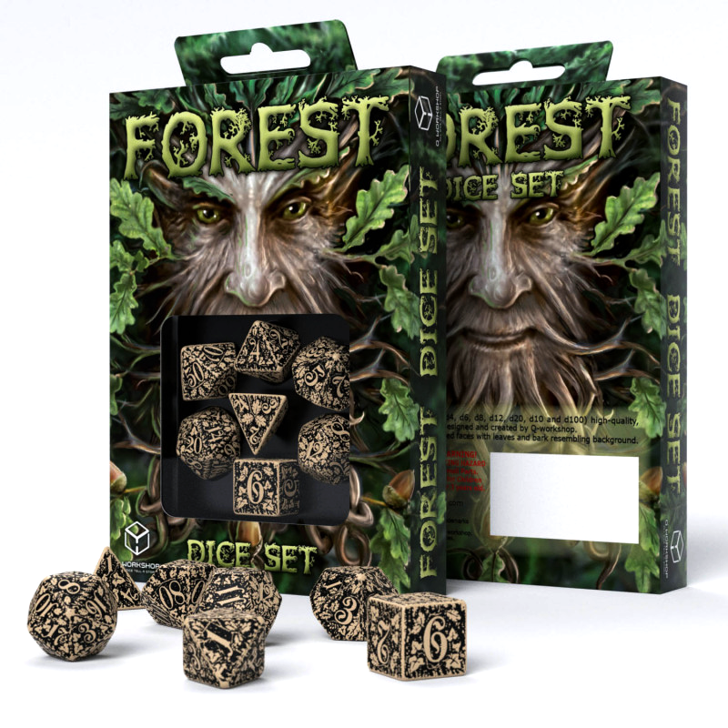 Forest 3D Taiga Dice Set beige and black Q-Workshop