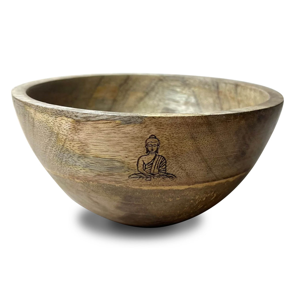 Wooden Smudge and Ritual Offerings Bowl - Buddha Ancient Wisdom (14x7) Ancient Wisdom