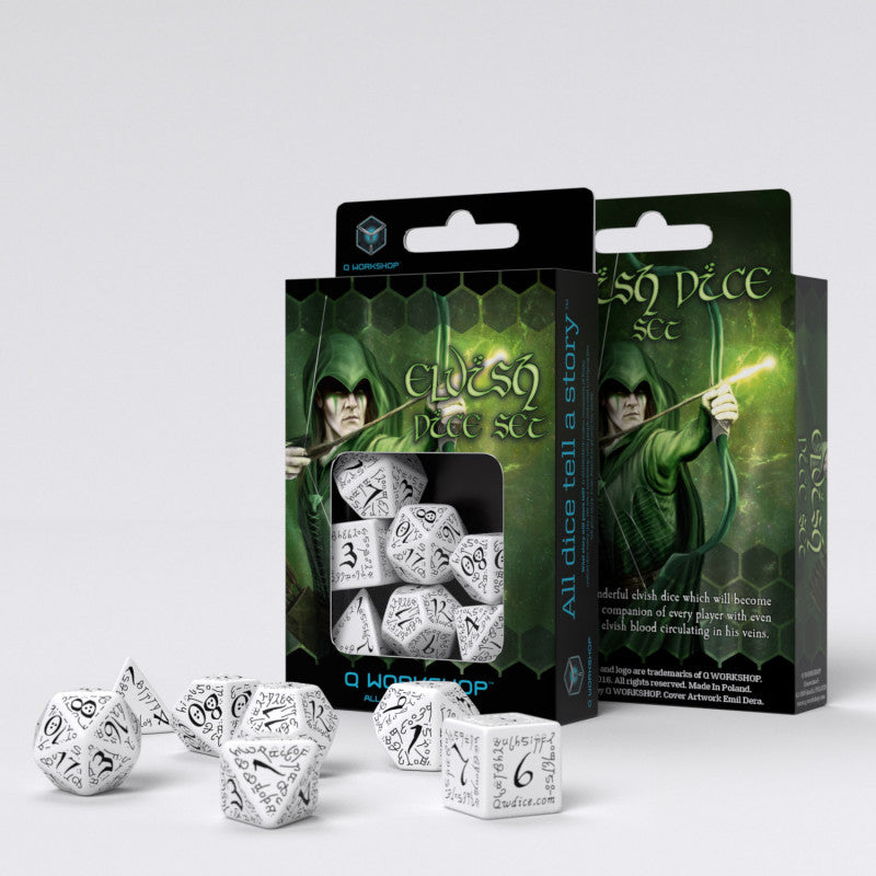 Elvish Dice Set white and black Q-Workshop