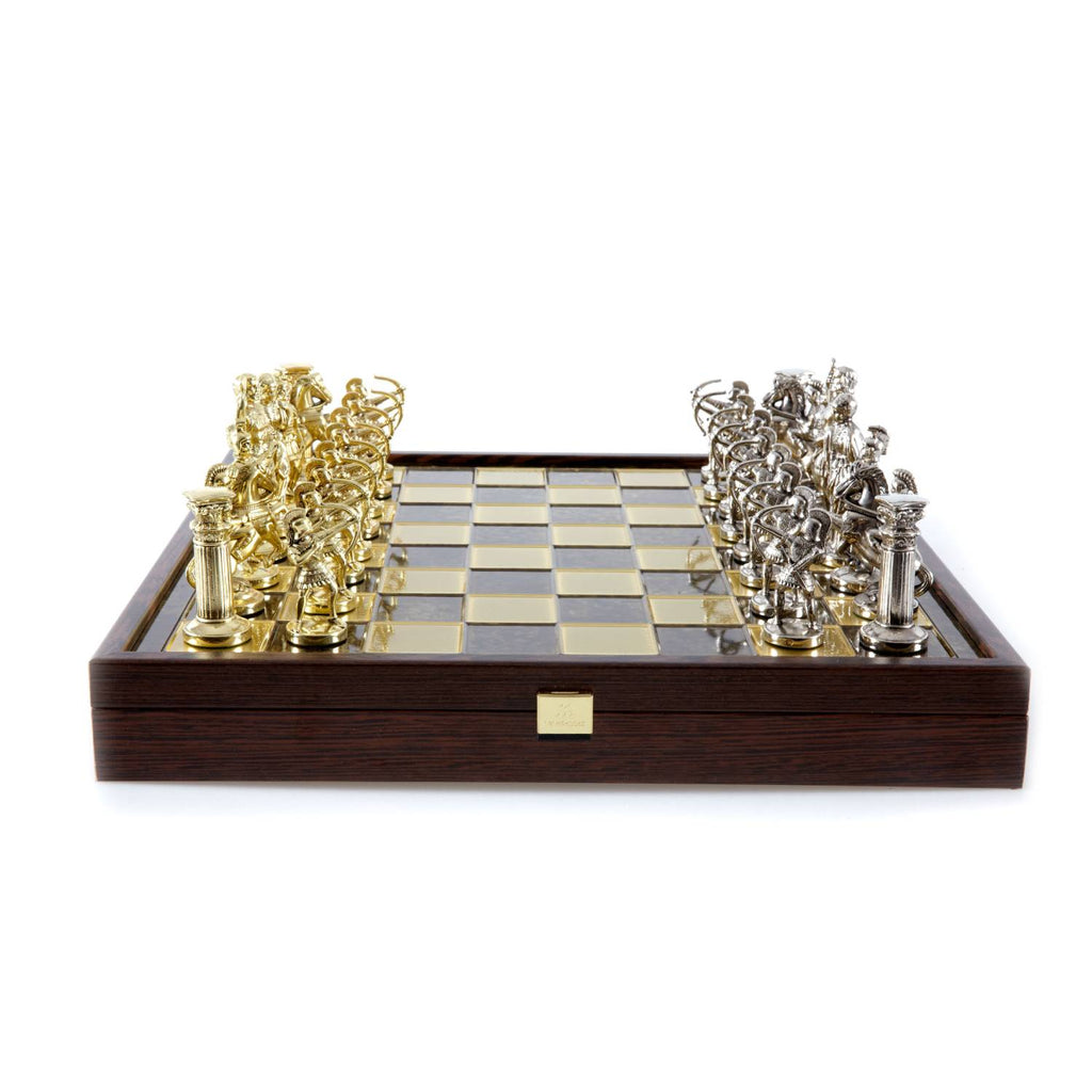 Archers Metal Chess Set With 44cm Chessboard in Wooden Box Manopoulos Manopoulos