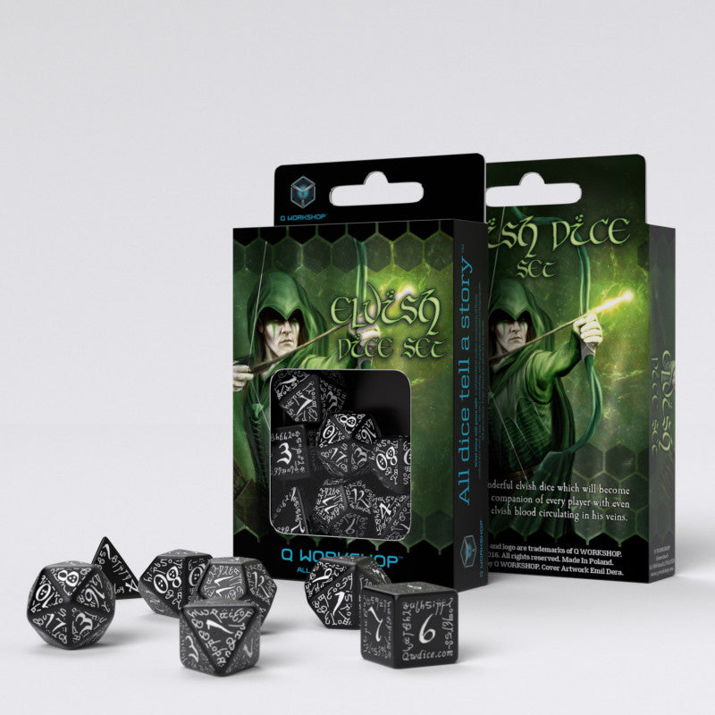 Elvish Dice Set black and white Q-Workshop