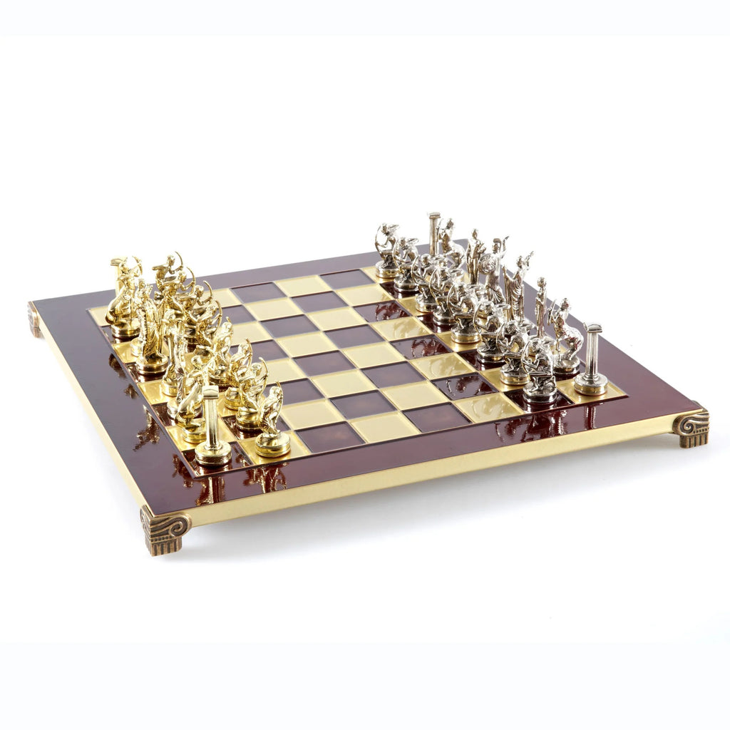 Labours of Hercules Metal Chess Set With 36cm Chessboard Manopoulos Manopoulos