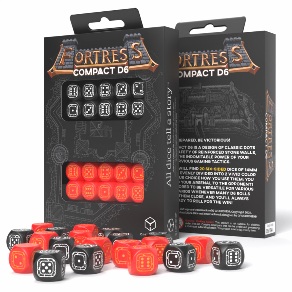 Fortress Compact D6 Black & Red Dice Set Q-workshop Q-Workshop