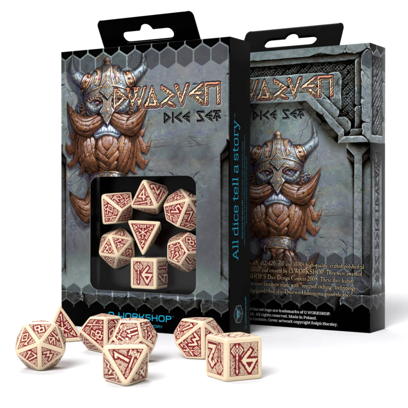 Dwarven Dice Set beige and burgundy Q-Workshop