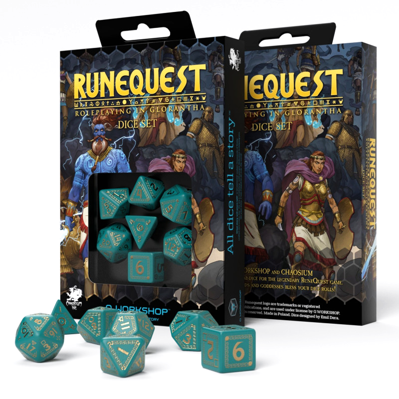 Runequest Dice Set turquoise and gold Q-Workshop