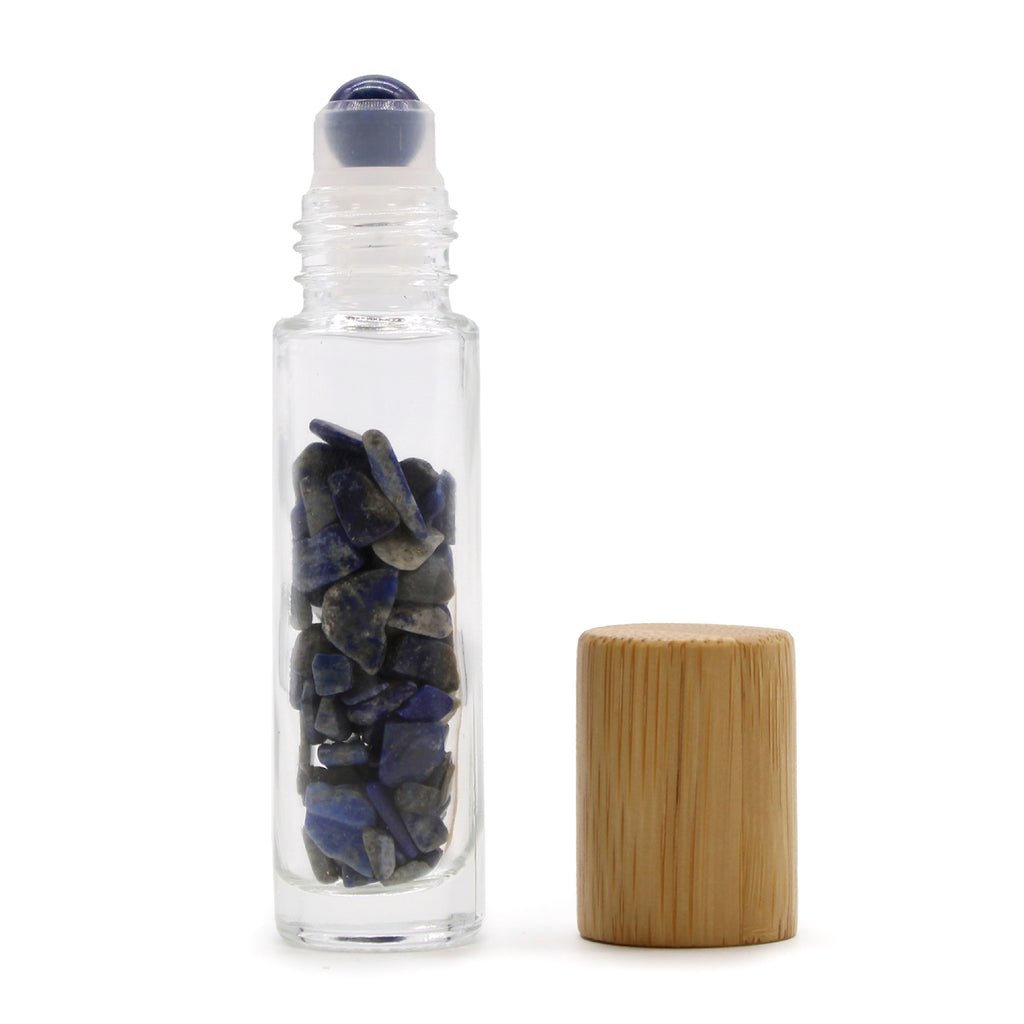 Gemstone Essential Oil Roller Bottle - Sodalite - Wooden Cap Ancient Wisdom Ancient Wisdom