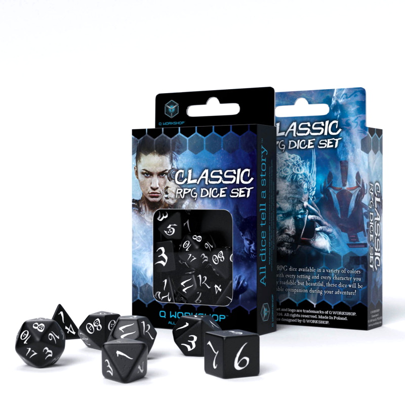 Classic RPG Dice Set black and white Q-Workshop