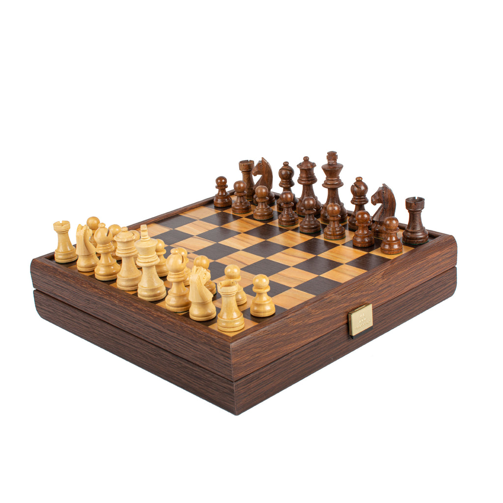 Olive Burl Chess set 27x27cm with Staunton Chessmen Manopoulos Manopoulos