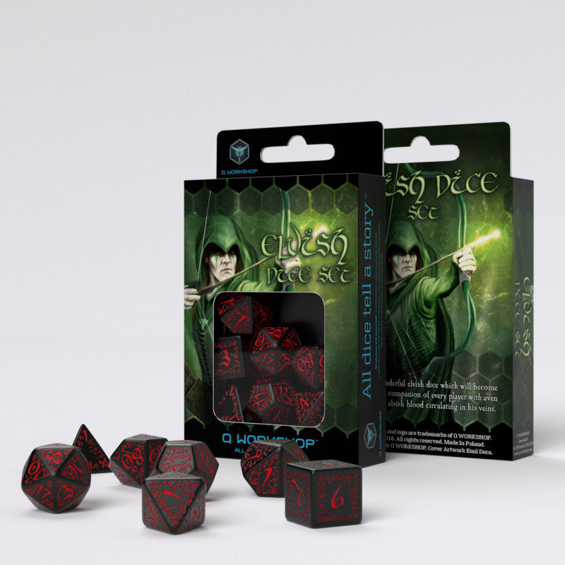 Elvish Dice Set black and red Q-Workshop