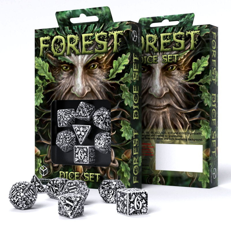 Forest 3D Taiga Dice Set white and black Q-Workshop