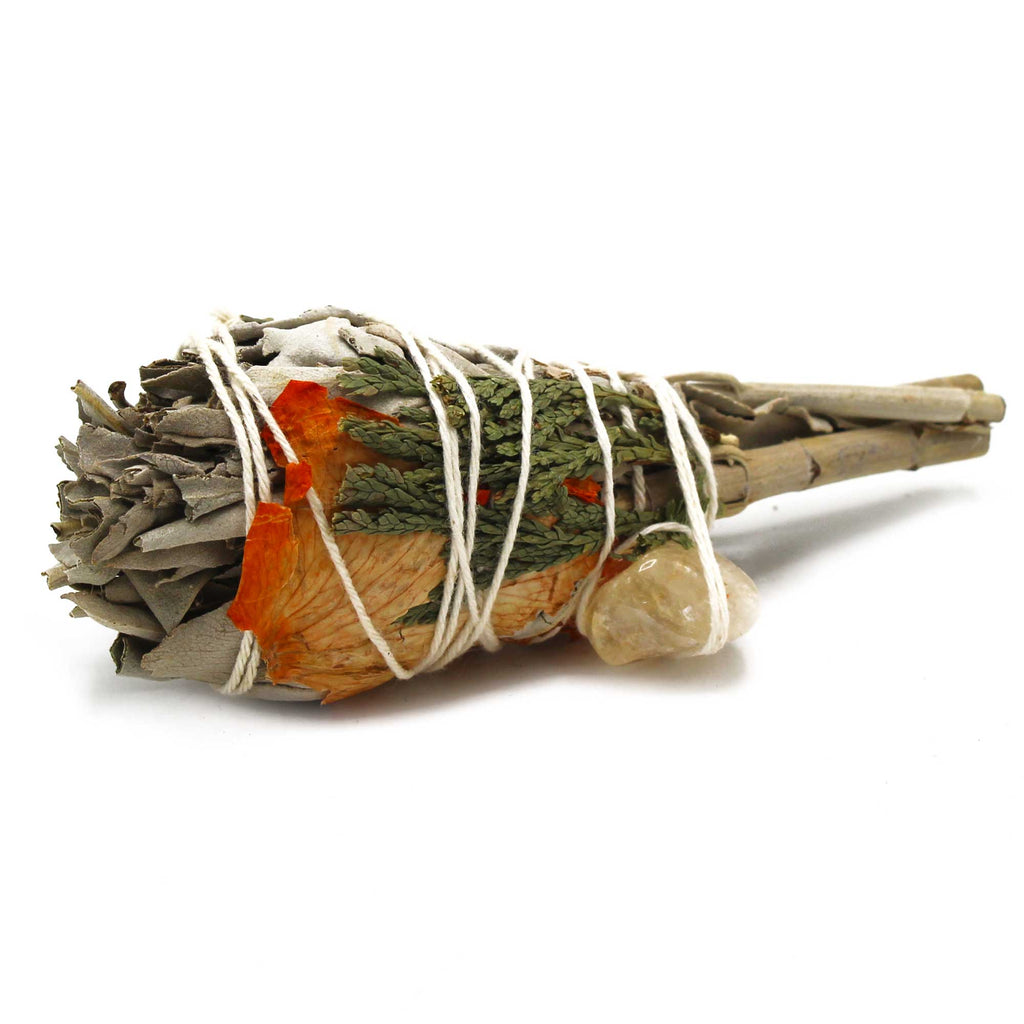 Smudge Stick - Cleansing Energy Sage with Citrine crystal Ancient Wisdom Ancient Wisdom