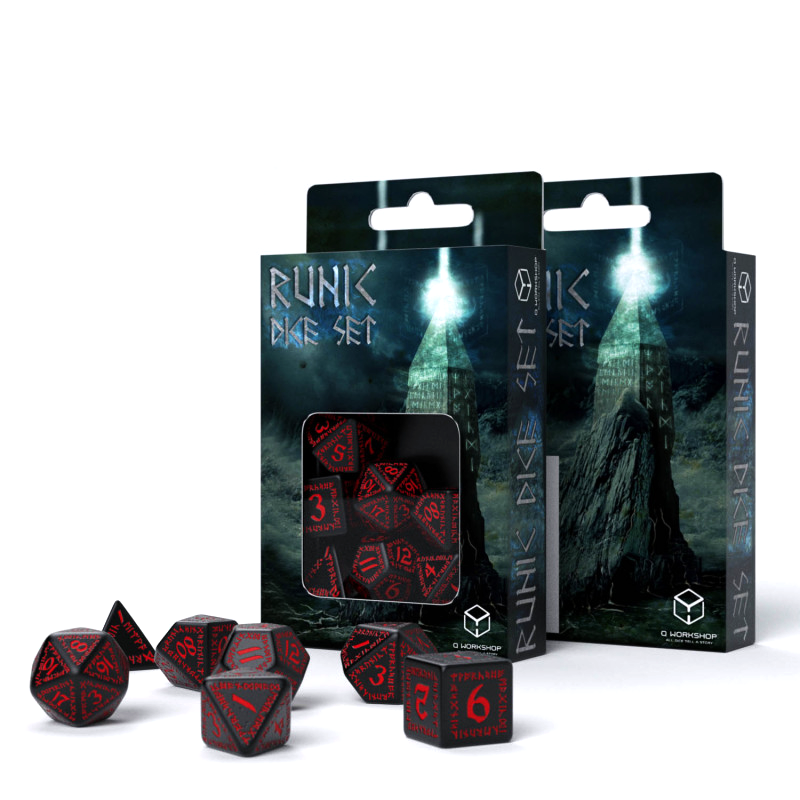 Runic Dice Set black and red Q-Workshop