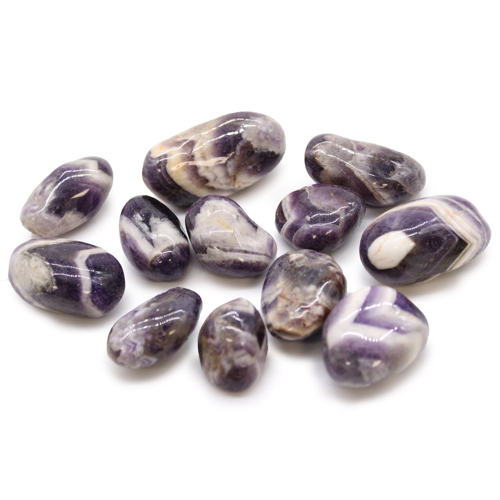 Medium African Tumble Stones (12x) - Amethyst Chevron Ancient Wisdom Ancient Wisdom